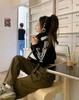 Women's Slim-Fit American Retro Three-Stripe Long-Sleeve Sporty Zip-Up Jacket with Stand-Up Collar