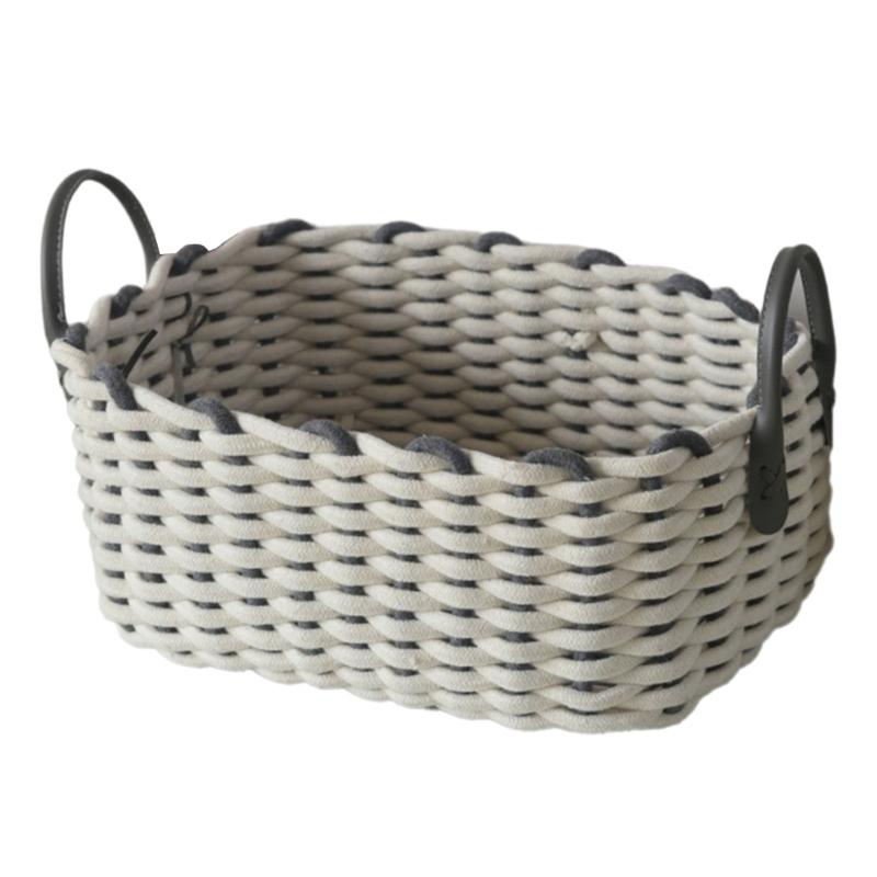 Sturdy Cotton Rope Basket with Handles Practical Woven Storage Holder Baskets For Organizing Clothes Towels And More