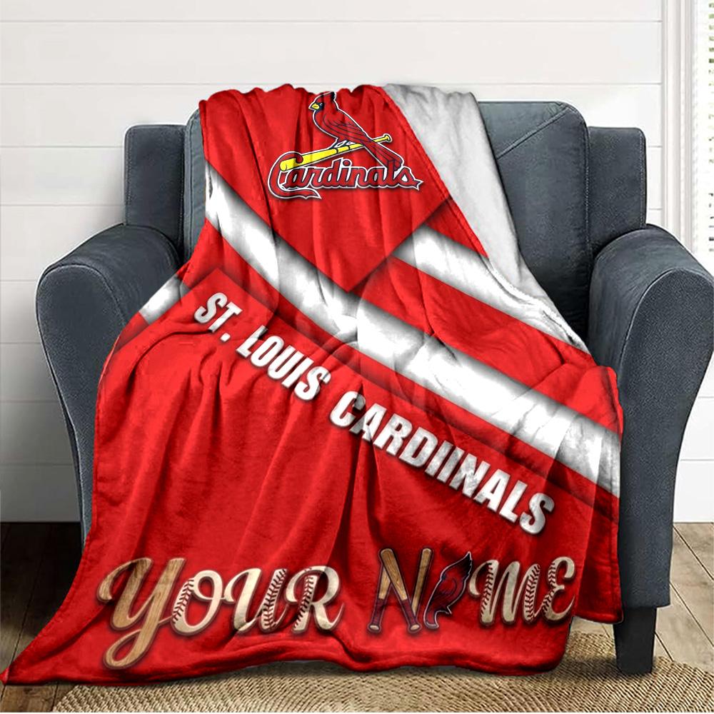 Name Custom St. Louis Cardinals Logo Print Flannel Blanket High Quality Warm Comfortable Cover for All Seasons Perfect for Gifts Home Decor