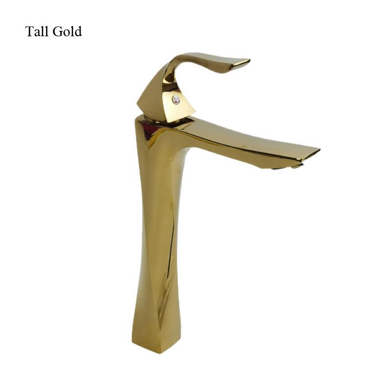 Bathroom Faucet Basin Sink Golden Chrome Tap Hot Cold Water Mixer Tap Deck Mounted Bathroom Faucets Single Lever Taps