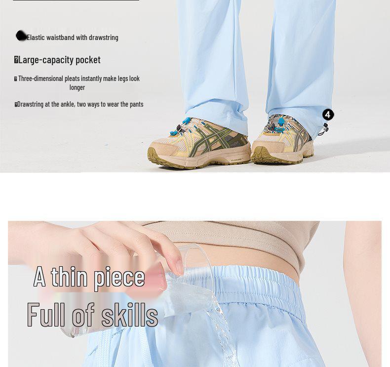 Unisex UPF50+ Ice Silk Sun Protection Quick-Dry Pants for Summer Hiking