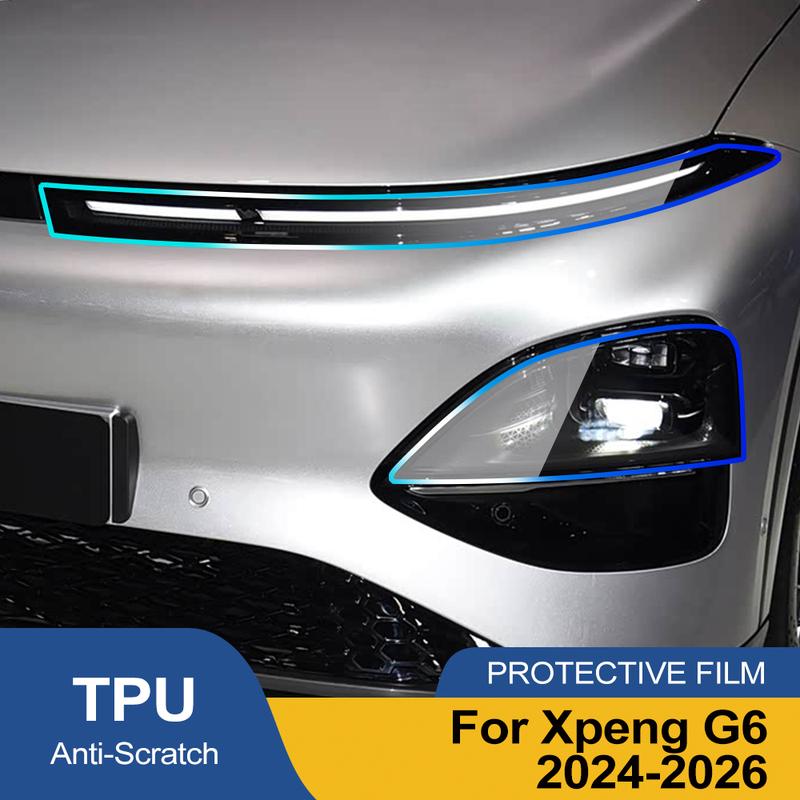 For Xpeng G6 2024-2026 High-Gloss Smoke Black Pre-Cut TPU Car Headlight Protection Film PPF Kit Anti-Scratch Vinyl Wrap Cover