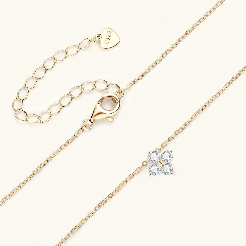 Trendy Clover Moissanite Pendants Necklaces for Women  Sterling Silver Elegant Luxury Diamond Necklace Jewelry Gifts