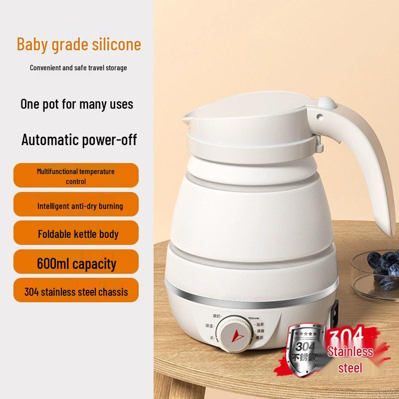 Kompakter faltbarer elektrischer Reisewasserkocher - Silikon, für eine Person, perfekt für Studentenwohnheime und zum Wasser kochen