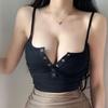Canottiera sportiva nera sexy con bottoni ritagliati Canotta sportiva da donna Harajuku White Club Gilet senza maniche femminile Moda estiva Top anni '90 Abiti vintage Y2k