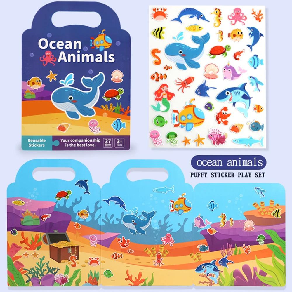 Children DIY Sticker Book Bubble Scene Sticker Jelly Paste Toy Kids Portable Reusable Quiet Busy Paste A Book