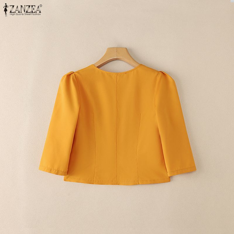 ZANZEA Women CasuaL V-Neck Solid Color 3/4 Sleeve Blouse