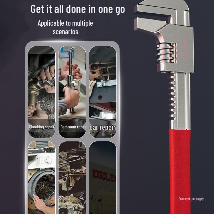Delixi Multi-Function Adjustable Wrench with Large Opening and Thickened Jaw