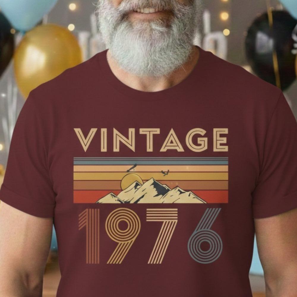 T-shirt Vintage 1976 50° Compleanno Regalo per Lui Classica Retro T-shirt Uomo Festa di Compleanno Regalo Magliette Abbigliamento con Stampa Grafica