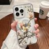 Funda de Teléfono Transparente Floral de PC TPU para iPhone 13 14 15 16 Pro Max 11 12 17 Pro a Prueba de Golpes Transparente para Magsafe Fondo Suave