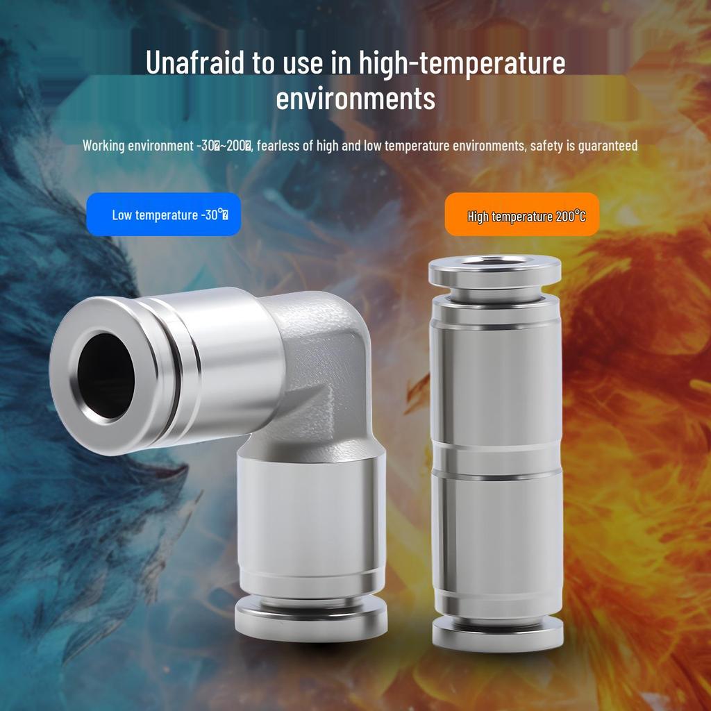 304 Stainless Steel PU L-Type Elbow Air Connector, Quick Connect PG Reducing, Sizes PV4-20.