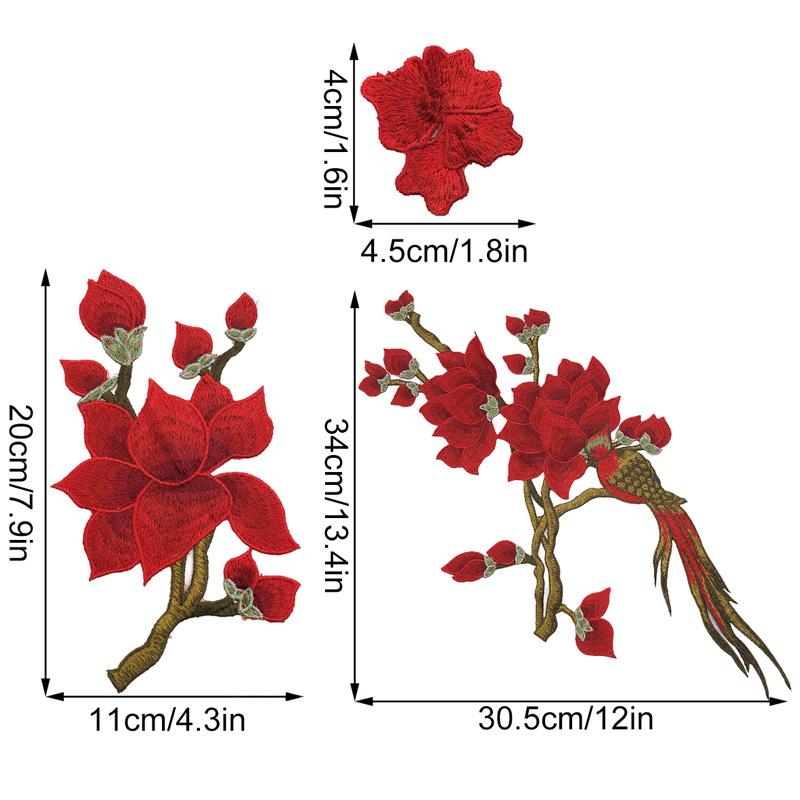 1 Set Applique Repair DIY Patches For Jeans Hat Embroidered Magnolia Bag Clothes Fabric Stickers Embroidery Flower