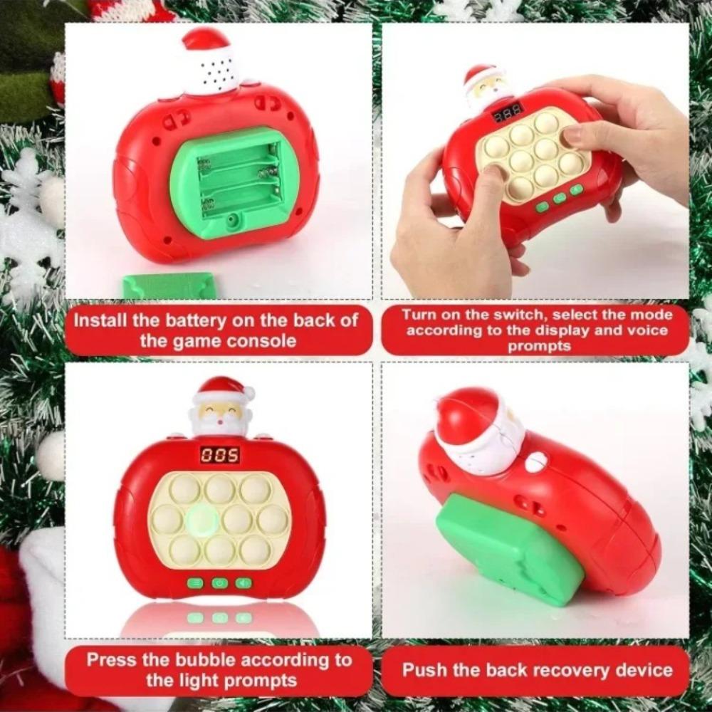 Quick Push Pop Fidget Toy for Christmas Santa Claus Pop Bubble Game Controller Handheld Puzzle Sensory Toy for Kids Boys Girls