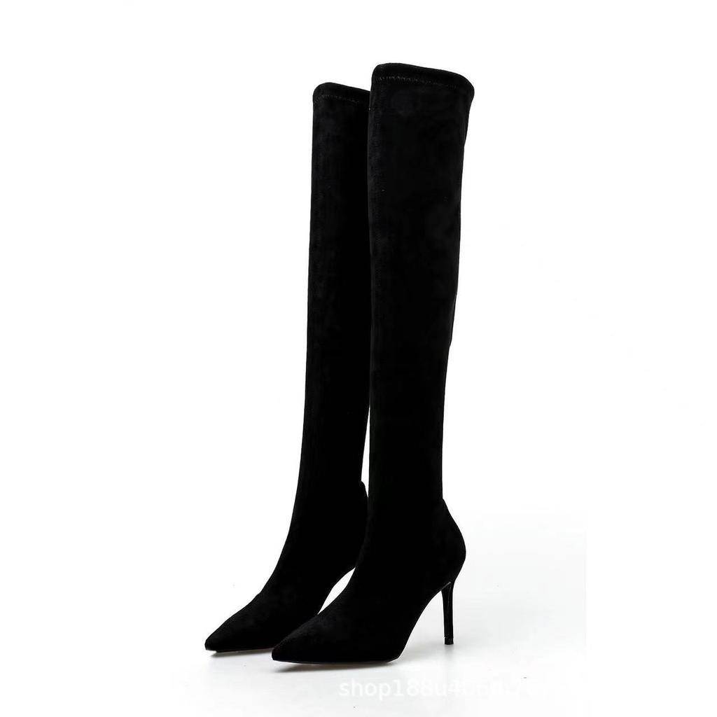 Black Sexy Over-the-knee Boots 2025 New Autumn and Winter High Heels Women's Thin Heels Pointed Tall Thin Boots Suede