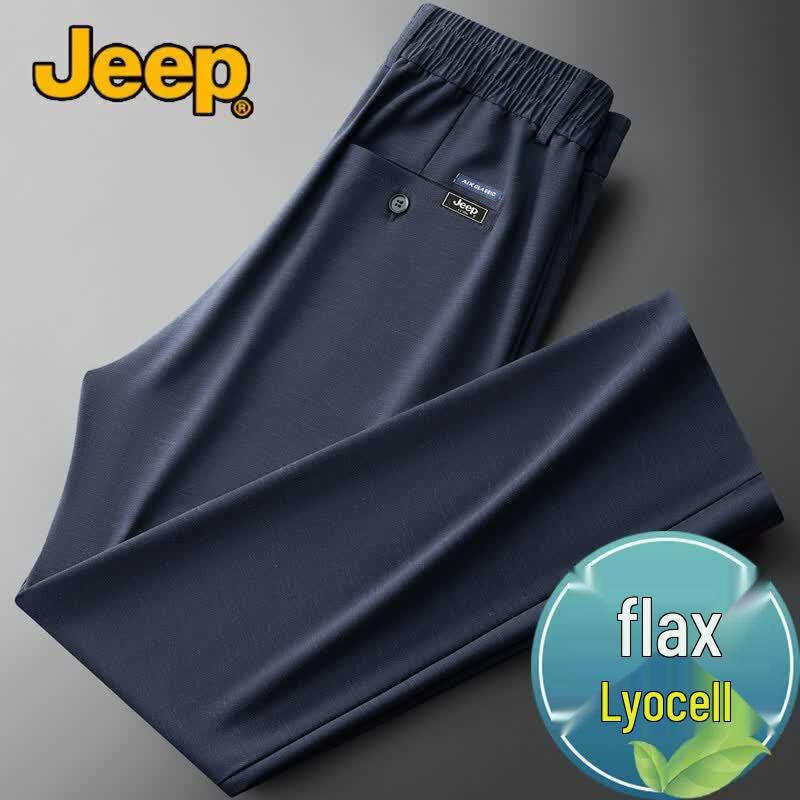 JEEP Men s Summer Textured Tencel Linen Blend Loose Straight Casual Pants 2XL