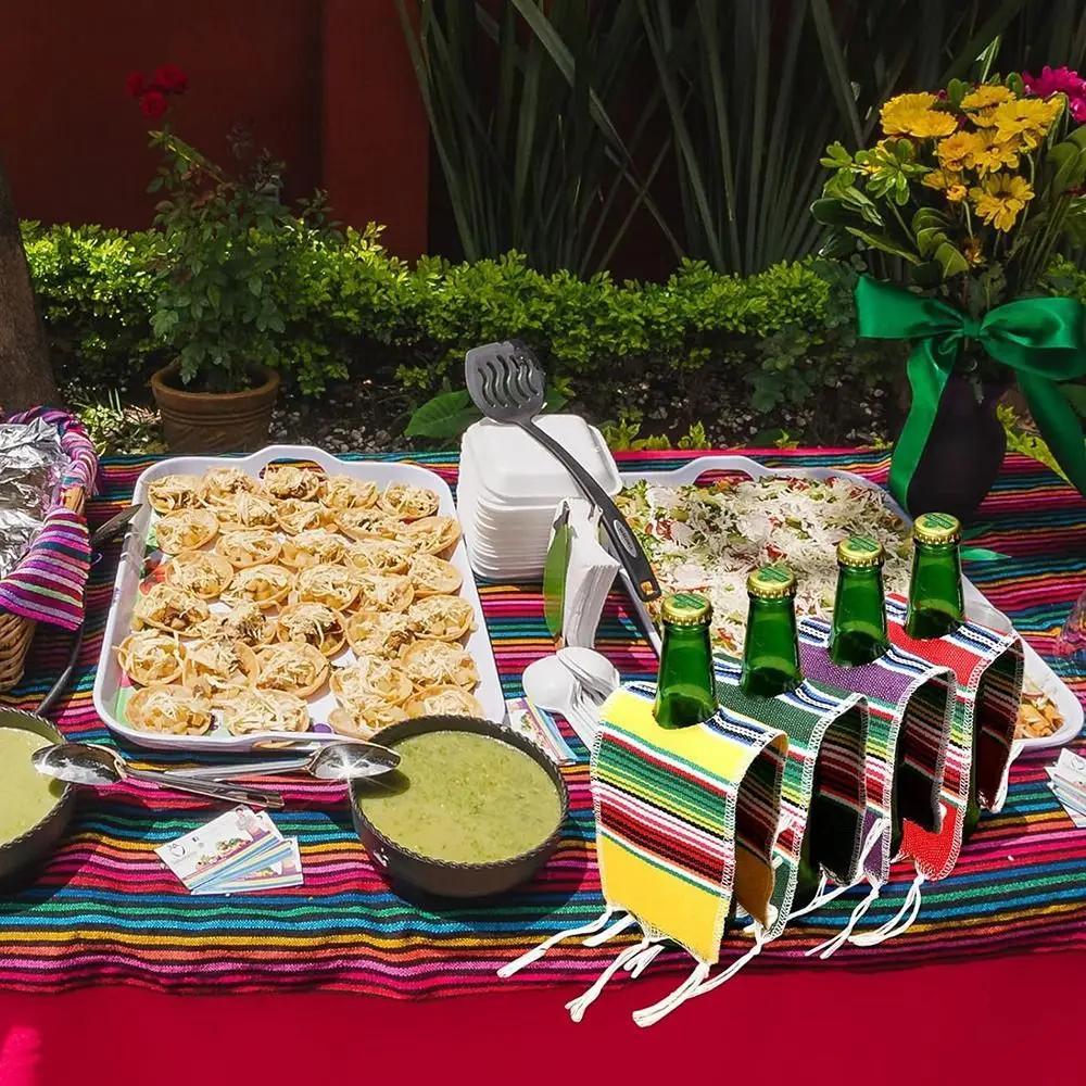 Acessórios Tema Mexicano Mini Chapéus Sombrero Decoração de Festa Decoração de Fiesta Garrafas Serapes Coloridos Capa Poncho de Cerveja