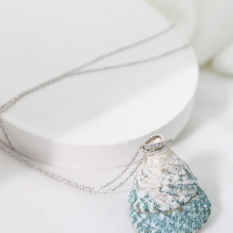 Geometryczny naszyjnik w kształcie koła dla kobiet Prosty, leśny, diamentowy, temperament i osobowość, podwójny pierścień, łańcuszek na obojczyk