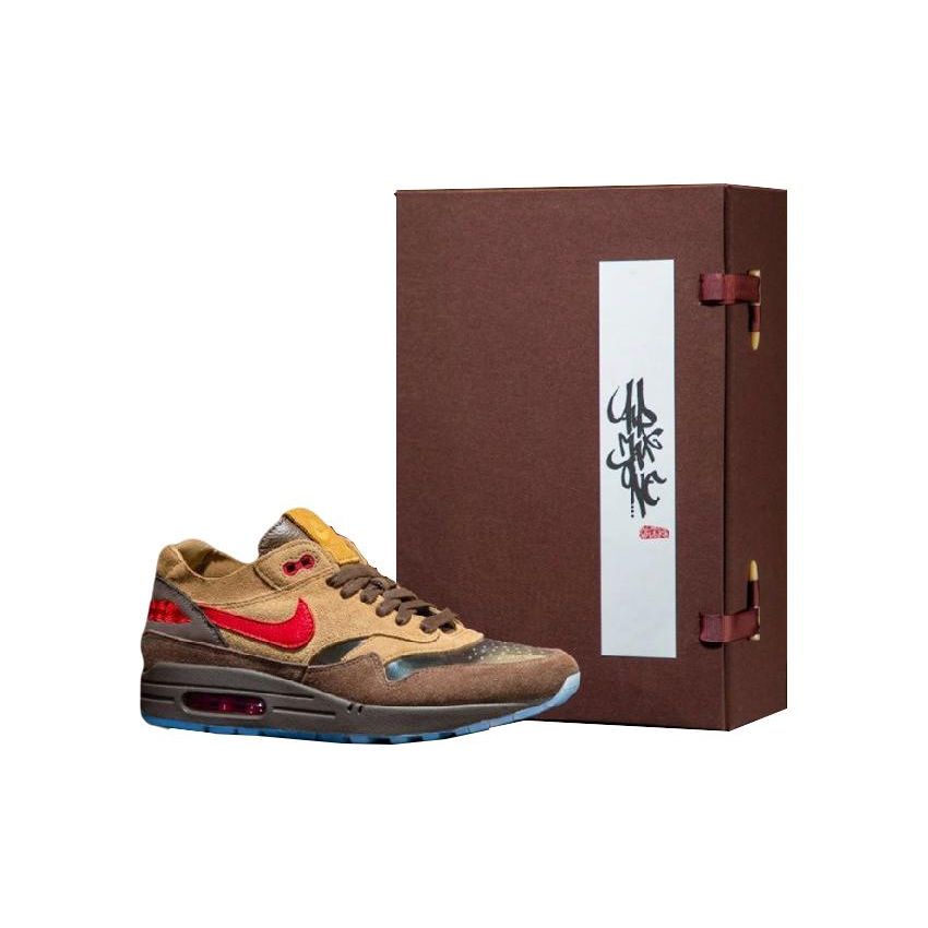 Nike CLOT X  Air Max 1 Tea Leaf Brown Death Kiss 2.0 Tea Leaf Casual Sneakers Unisex Sneakers Yellow DD1870-200(S-BOX)