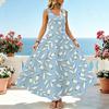 Maxi Tank Dress Lightweight Sleeveless Flowy Hem,Delicate Floral Print,Fashionable Elegant,Versatile Summer Dress for Beach Vacation Daily Casual Wear