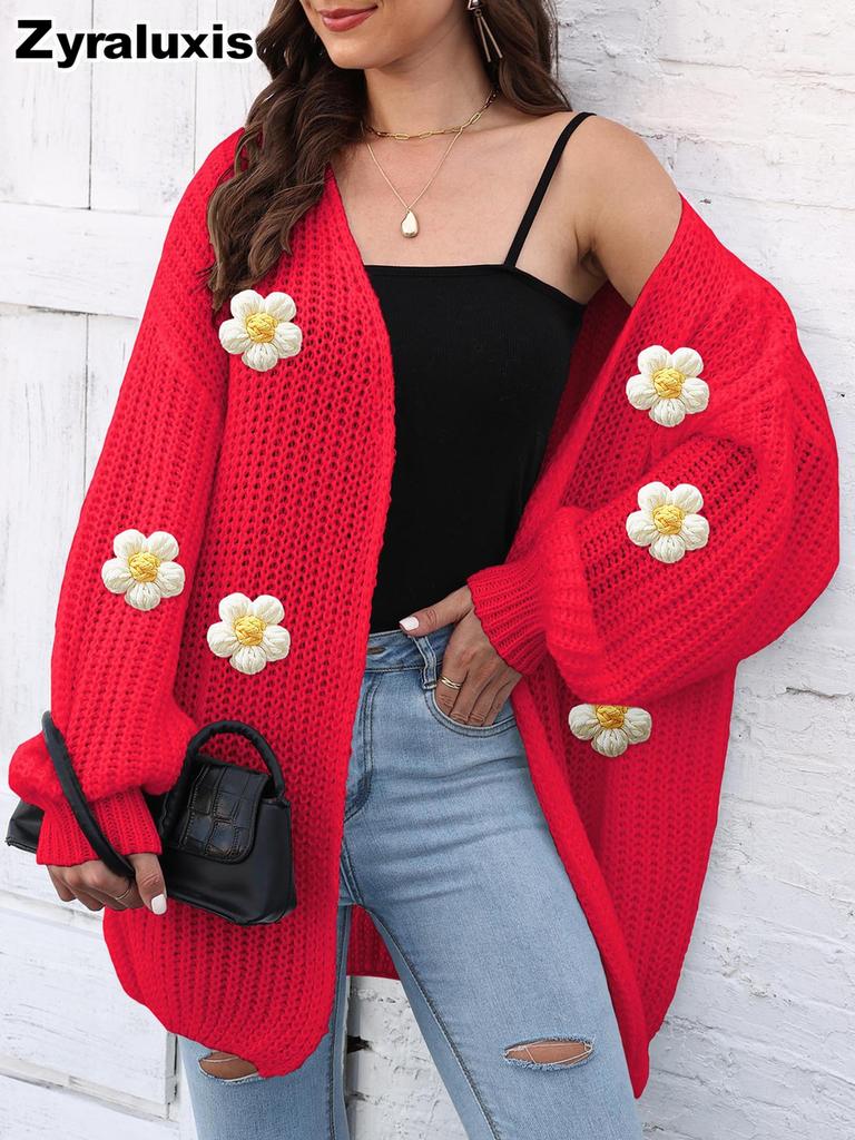 Gilet Cardigan Grosse Maille pour Femme, Nouveautés Automne Style Décontracté Lâche