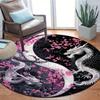 Tappeto Rotondo Design Sakura e Drago,Velluto di Cristallo Poliestere 800g/m²,Tappeto Decorativo Antiscivolo per Camera da Letto,Salotto,Stanza dei Giochi-Poly