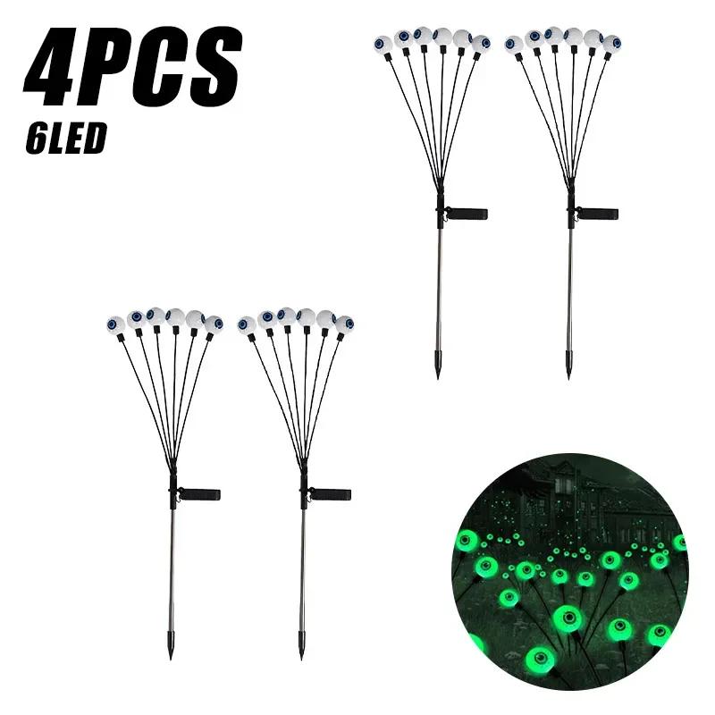 1Pack Wind-Powered Eye Bulbs with 6 Solar-Powered LED Bulbs  Halloween-Themed Outdoor Garden Decor for Yard Lawn Halloween