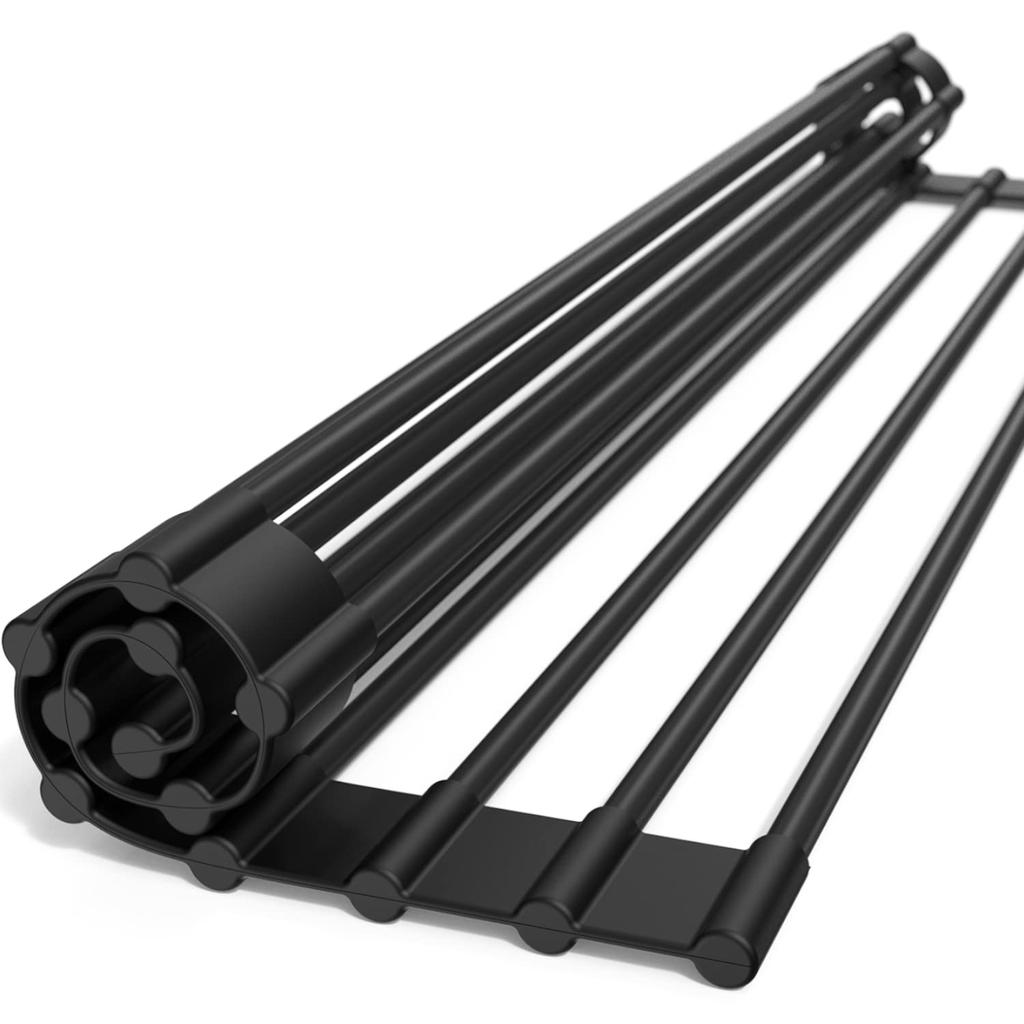Dish drainer over the dish neat dish drainer drying x [Latuna] rack, sink, drainer, black, spin-around rack, mat, antibacterial, compact, rust-proof,