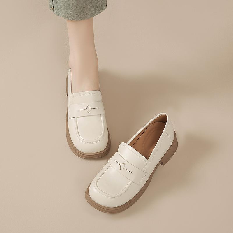 Thick heel style retro light mouth single shoes thick sole lazy woman small leather shoes woman