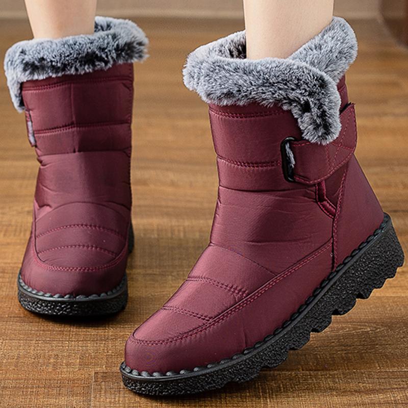 Damenstiefel Neue Winterstiefel für Damen Winterschuhe Niedriger Absatz Fell Botas Mujer Schneestiefel Wadenhoch Damen Elegantes Schuhwerk Weiblich