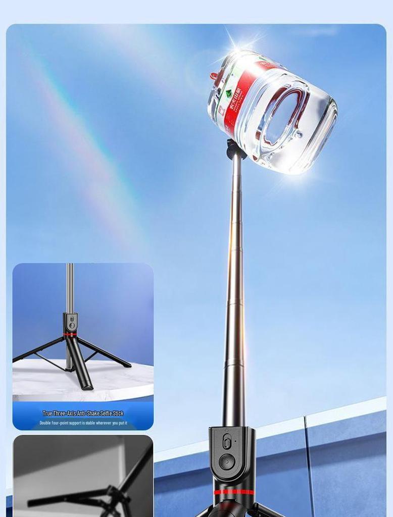 Portable Bluetooth Selfie Stick with Tripod and Fill Light for Live Streaming and Photography