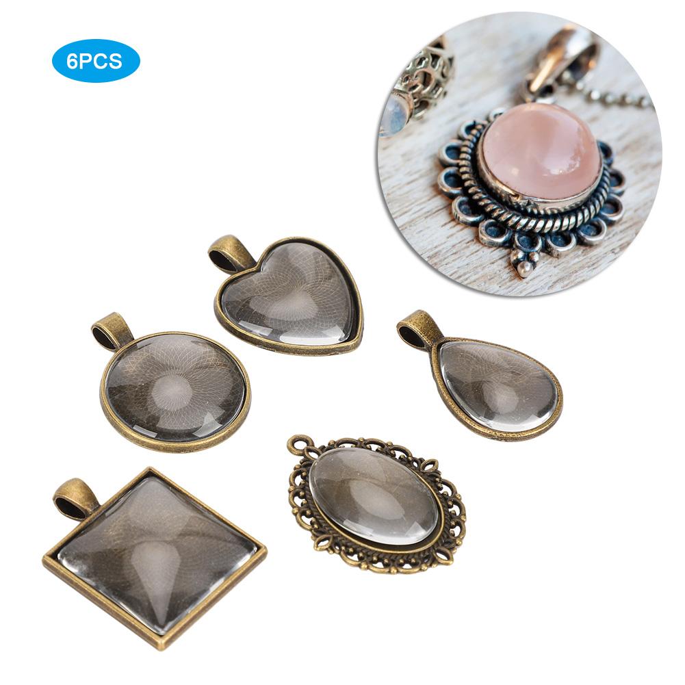 Metall Herz Tropfenförmig Oval Anhänger Basisfassung Glas Kuppeln Schmuck DIY Werkzeug Zubehör