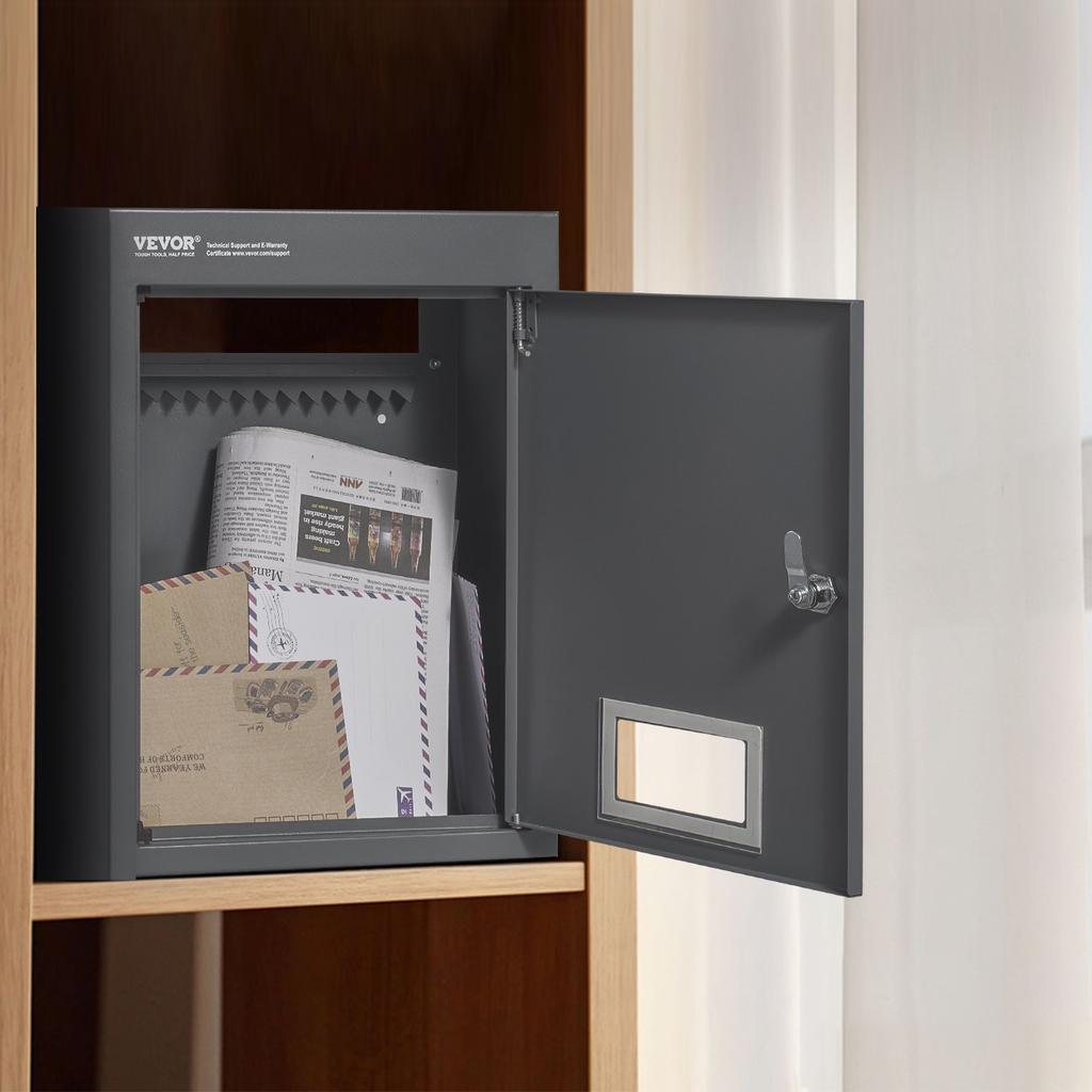 VEVOR Through The Wall Drop Box, Heavy Duty Steel Through The Wall Mailbox with 2.8-7.9" 13" Combination Lock, 12.5x6.3x16.9 Mail Drop Box