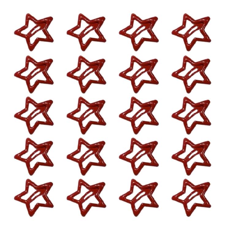 20 Pcs Sweet Cool Hair Clip Red Star Hairpins Styling Hair Accessories Snap Clip