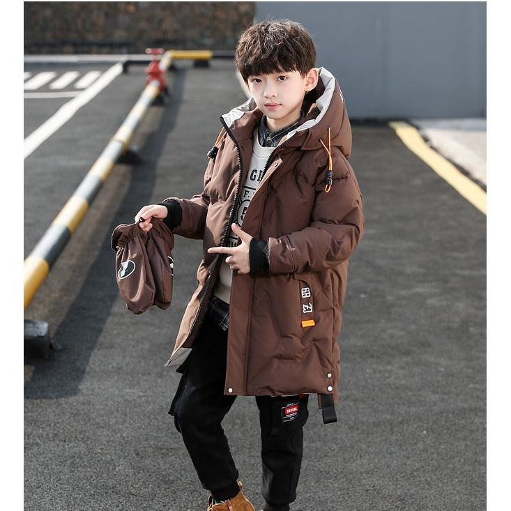 Children's Clothing Winter Boys' Parka Thickened Down Jacket Top Long Warm Jacket