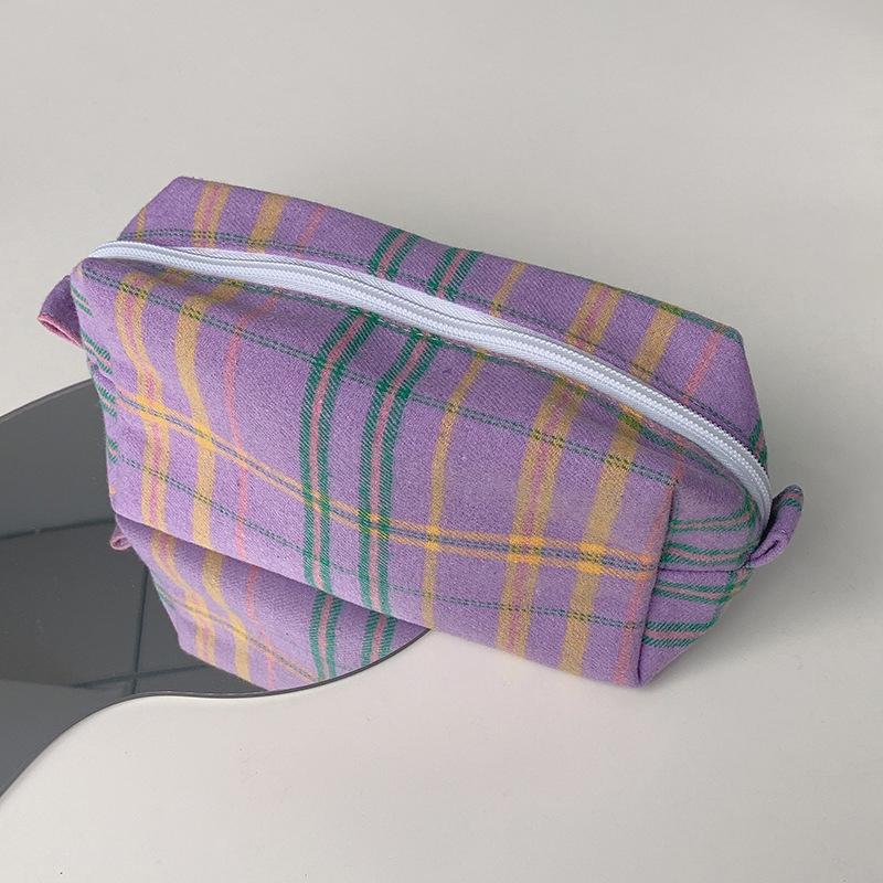 

Sweet Cute Color Retro Plaid Cosmetic Bags Pencil Case Large Capacity Portable Girly Storage Bags Makeup Pouch Toiletry Bag Gift