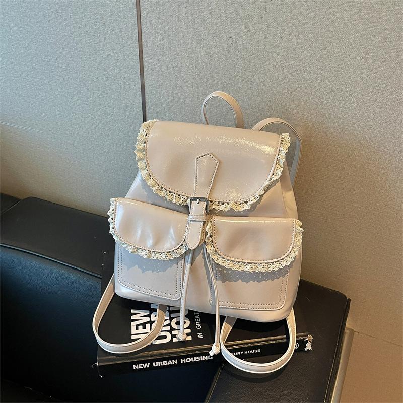 Schoolbag1011 spring and summer backpack women's new solid color commuter backpack retro casual mini schoolbag