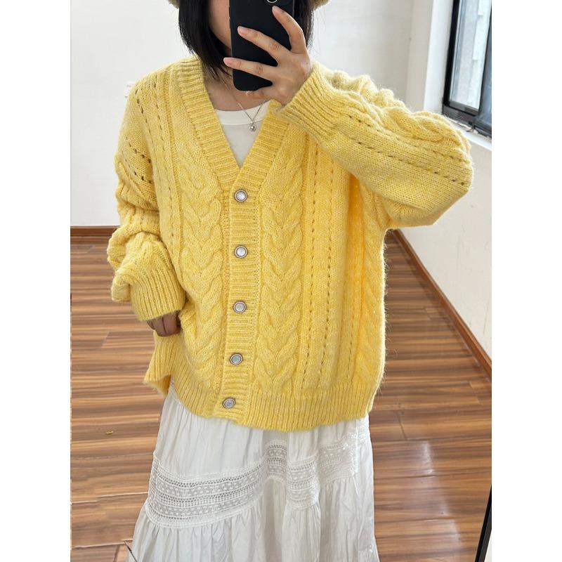 Loose knitted cardigan autumn and winter new gentle wind soft waxy sweet lazy wind sweater jacket women