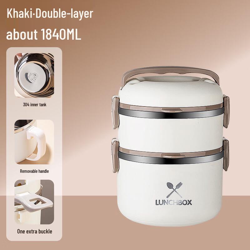 ZISIZ Double Layer Deep Lunch Box with Handle