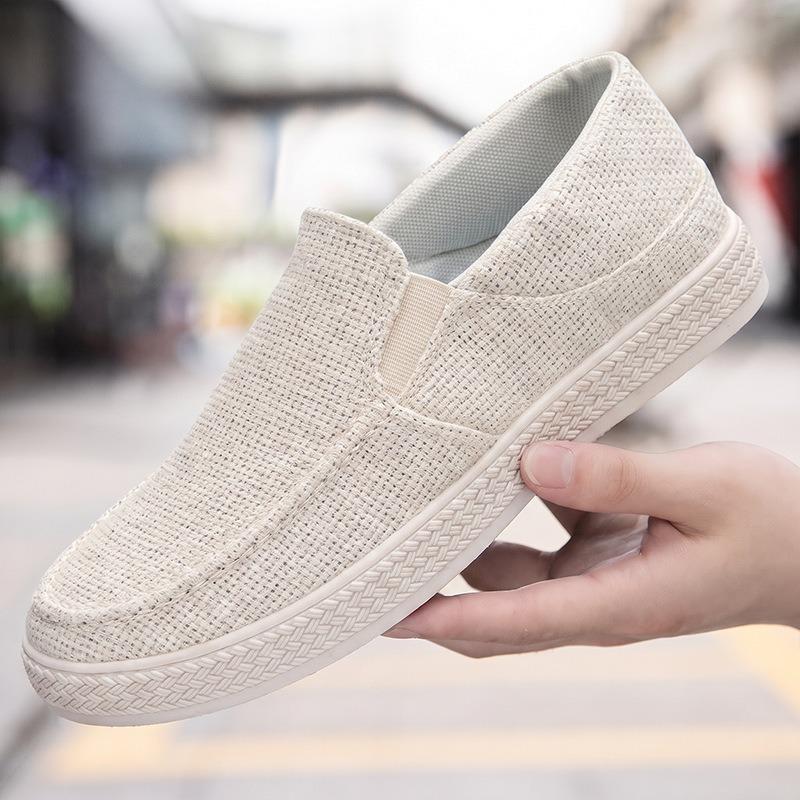 Summer Linen Shoes Men's One-pedal Lazy Shoes Breathable Foot Cover Casual Canvas Shoes Medium Old Dad Shoes