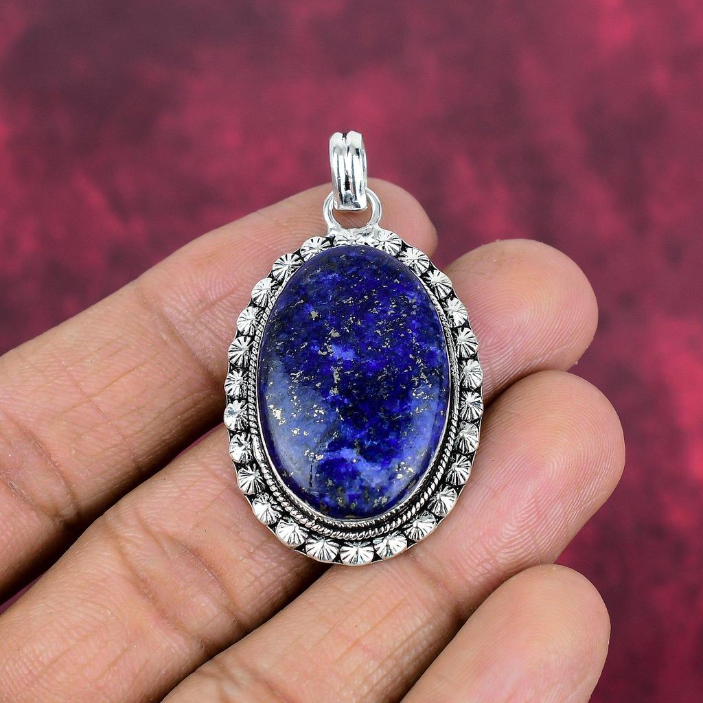Lapis Lazuli Hänge Handgjorda Ädelstenssmycken, 925 Massivt Sterlingsilver Hänge, Smyckeshänge med Unik Design