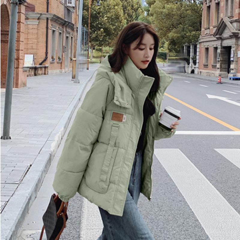 Autumn and Winter Down Cotton Jacket Korean Version Loose Hooded Short Cotton Jacket Fashion Women's Casual Warm Cotton Jacket