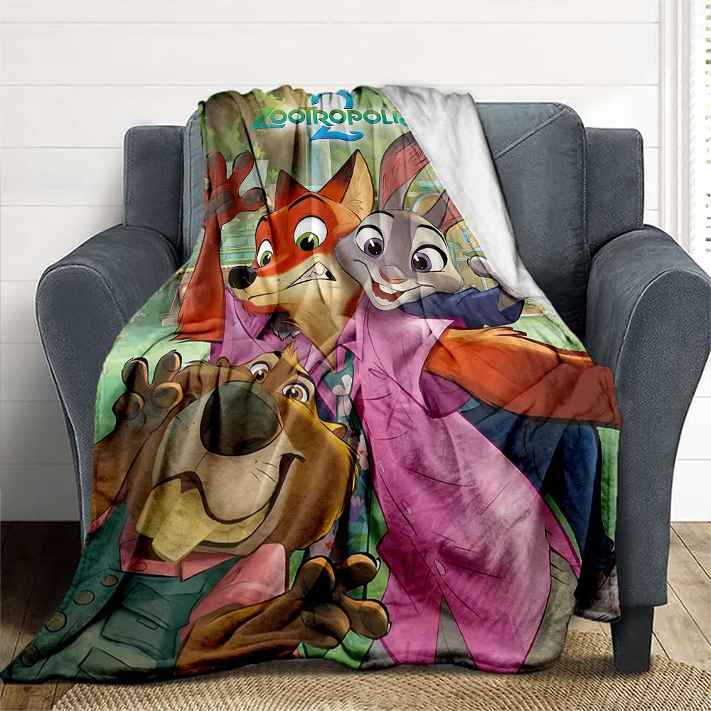 1pc Zootopia Outdoor Blanket Lightweight Flannel, All-Season Use for Sofa, Bed, Travel, Camping, Living Room, Office, Couch034
