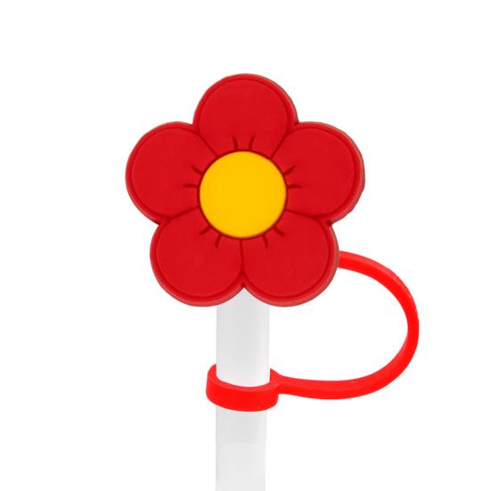 8Pcs 8-10MM Cover Flower Straw Food Grade Silicone Reusable Dust-proof Cute Universal Mini