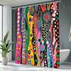 1 peça Cortina de Chuveiro Estilo Pop Abstrato Criativo Tecido de Poliéster Decoração de Banheiro Contém 12 Ganchos 70. 8X70. 8 polegadas