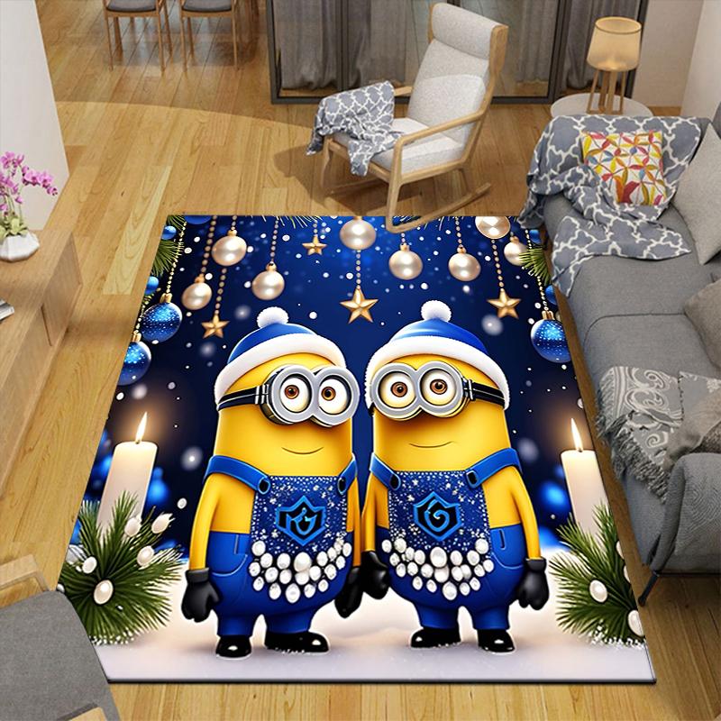 1Pc Christmas Minions Celebration Rug Office Carpet Indoor Outdoor Doormat Nonslip Soft And Comfortable Living Room Christmas Halloween Gift D91853