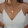 [HF]#1Pc Bohemian Flower Pendant Tassel Necklace Set For Women Y-Shaped Long Chain Necklace Personalized Trendy Accessory