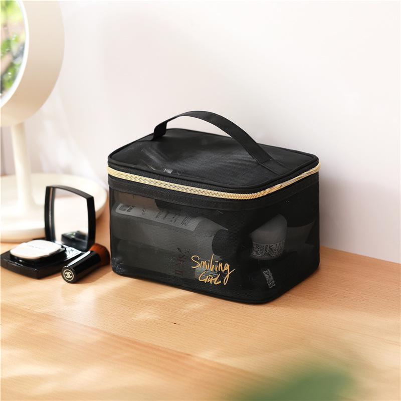 Schwarzes Netz Reise Kosmetik Aufbewahrungstaschen Set - Fünfteiliger Toilettenartikel- und Make-up-Organizer