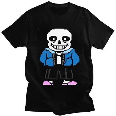 Custom Hot Game Undertale Sans T Shirt for Men Pure Cotton Tshirt Fashion Tees T-shirt Slim Fit Clothing - Men's Summer Cotto...