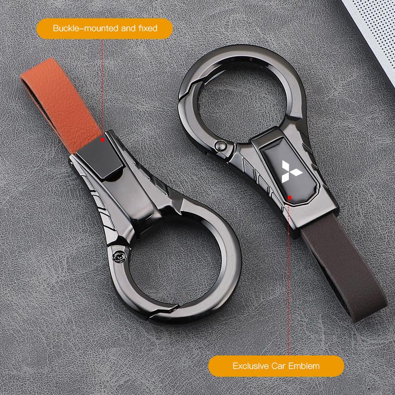 nlvc3 High-end Leather Key Chain Car Logo Keyring Auto Interiors Accessories For Mitsubishi Eclipse Outlander Pajero ASX Colt I200 Ex