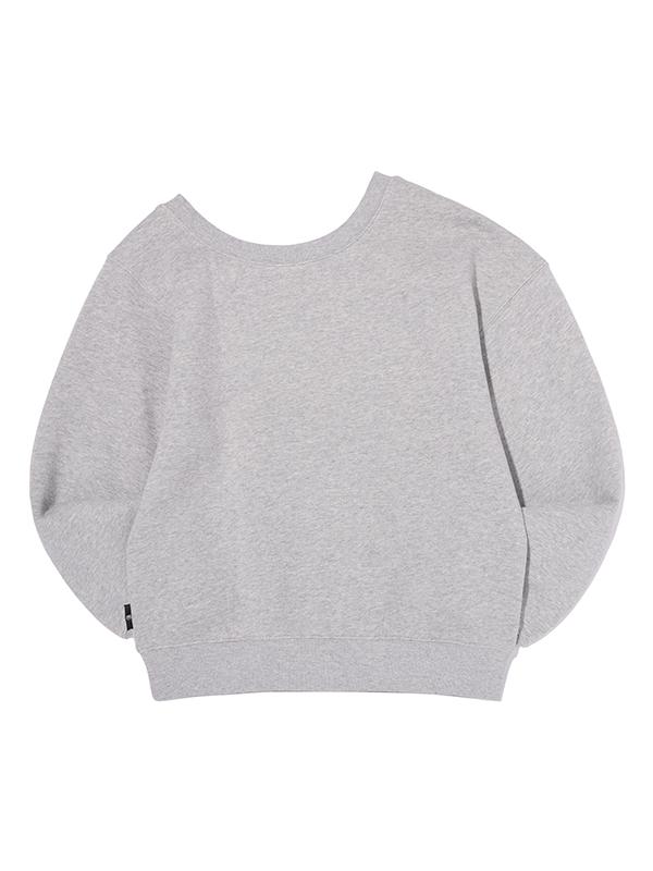 KIRSH X Pitu Graphic Off-Shoulder Crop Sweatshirt [Melange Grey]